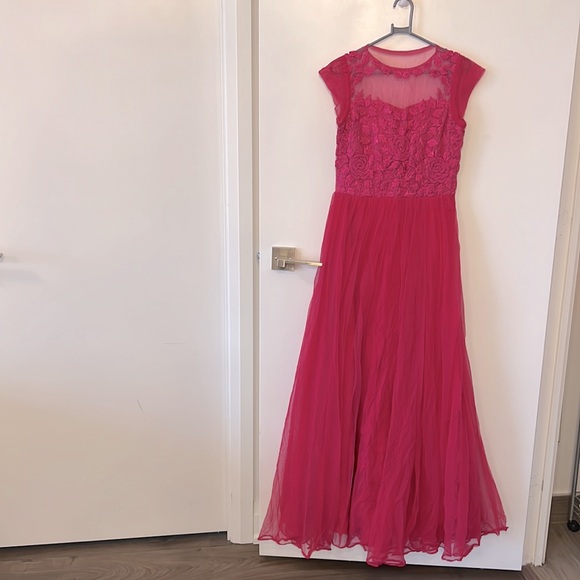 Fuchsia Maxi Embroidered Dress - Picture 5 of 10